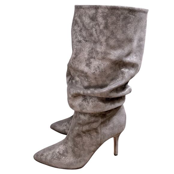 TORAL Knee High Slouch High Heel Boot in Metallic Silver Sz. 41 IT / 11 US - Picture 2 of 16